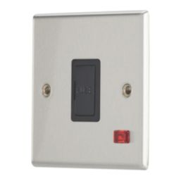 Contactum iConic 13A Unswitched Fused Spur with Neon Brushed Steel with Black Inserts