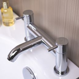 ETAL Bounce Chrome 142mm Deck Mounted Lever 2 Tap Holes Bath Mixer Tap