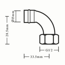 Flomasta  Brass Solder Ring Angled Tap Connectors 15mm x 1/2" 5 Pack