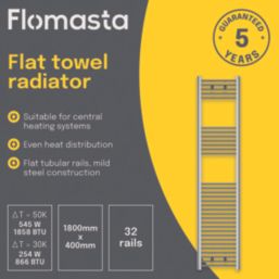 Flomasta 1800mm x 400mm 1858BTU Chrome Flat  Towel Radiator
