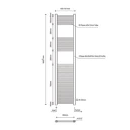 Flomasta 1800mm x 400mm 1858BTU Chrome Flat  Towel Radiator