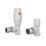 ETAL Danva 15mm x 1/2" Matt White Angled Modern Thermostatic Radiator Valve & Lockshield