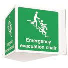 Essentials Emergency Evacuation Chair Projecting Sign (3D) 200mm x 400mm