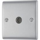 British General Nexus Metal 1-Gang Coaxial TV / FM Socket Brushed Steel