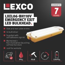 Lexco  Indoor & Outdoor Maintained or Non-Maintained Emergency Rectangular LED Bulkhead Yellow 3.5W 150lm