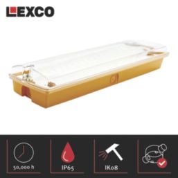 Lexco  Indoor & Outdoor Maintained or Non-Maintained Emergency Rectangular LED Bulkhead Yellow 3.5W 150lm