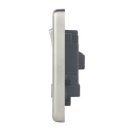 Hager Sollysta WRSS82BSB 13A 2-Gang 2P+E Switched Socket Brushed ...