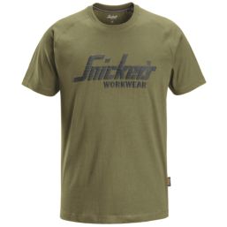 Snickers 2590 Logo Short Sleeve T-Shirt Khaki Green Medium 39" Chest
