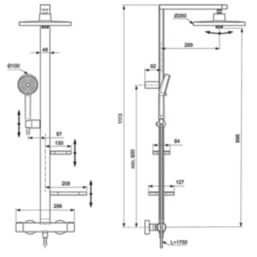 Ideal Standard  Alu+ HP/Combi Flexible Exposed Silk Black Thermostatic Mixer Shower