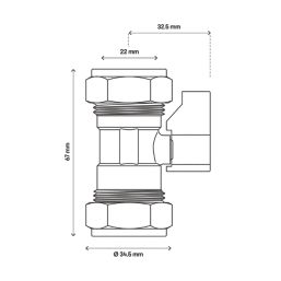 Flomasta Isolating Valve With Handle 22mm