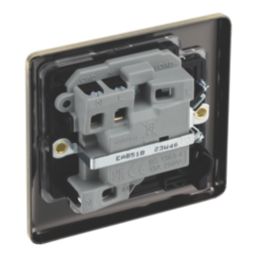 LAP  13A Switched Fused Spur with LED Antique Brass with Black Inserts