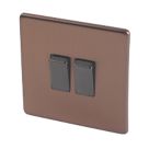 Varilight  10AX 2-Gang 2-Way Light Switch  Brushed Bronze