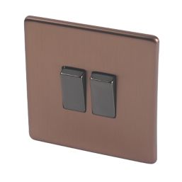 Varilight  10AX 2-Gang 2-Way Light Switch  Brushed Bronze