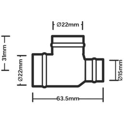 Flomasta  Brass Solder Ring Reducing Tees 22mm x 15mm x 22mm 5 Pack