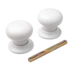 Porcelain Mortice Knobs 60mm Pair White