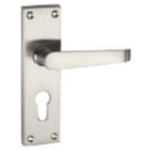 Smith & Locke  Fire Rated Euro Lock Door Handles Pair Satin Chrome