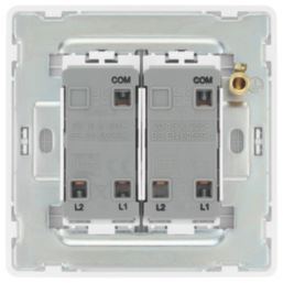 British General Evolve 20A 16AX 2-Gang 2-Way Light Switch  Brushed Steel