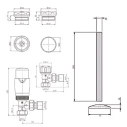 ETAL Danva 15mm x 1/2" Anthracite Angled & L/S Modern Thermostatic Radiator Valve & Lockshield