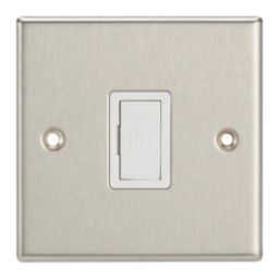 Contactum iConic 13A Unswitched Fused Spur  Brushed Steel with White Inserts