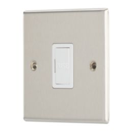 Contactum iConic 13A Unswitched Fused Spur  Brushed Steel with White Inserts