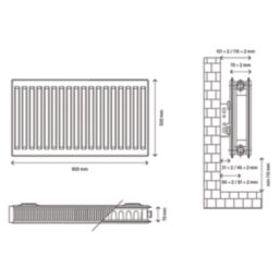 Flomasta 500mm x 800mm 3136BTU White Type 21 Convector Radiator