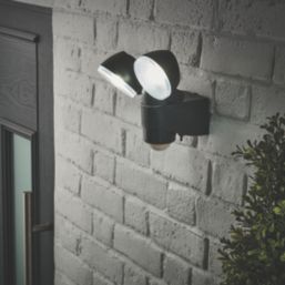 Saxby Laryn Outdoor LED Floodlight With PIR Sensor Black 2 x 2W 320lm