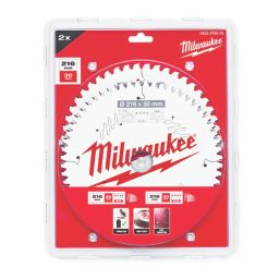 Milwaukee  Wood Circular Saw Blades 216mm x 30mm 48/60T 2 Pieces