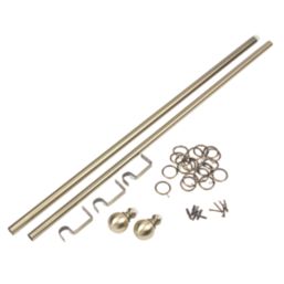 Cooke & Lewis Antique Brass Curtain Pole Set 28mm x 1.2 - 2.1m