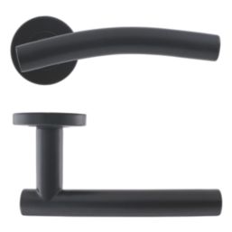 Eclipse Insignia Arched Fire Rated Lever on Rose Door Handle Pair Matt Black