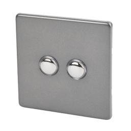 Varilight  6A 2-Gang 2-Way Light Switch  Slate Grey