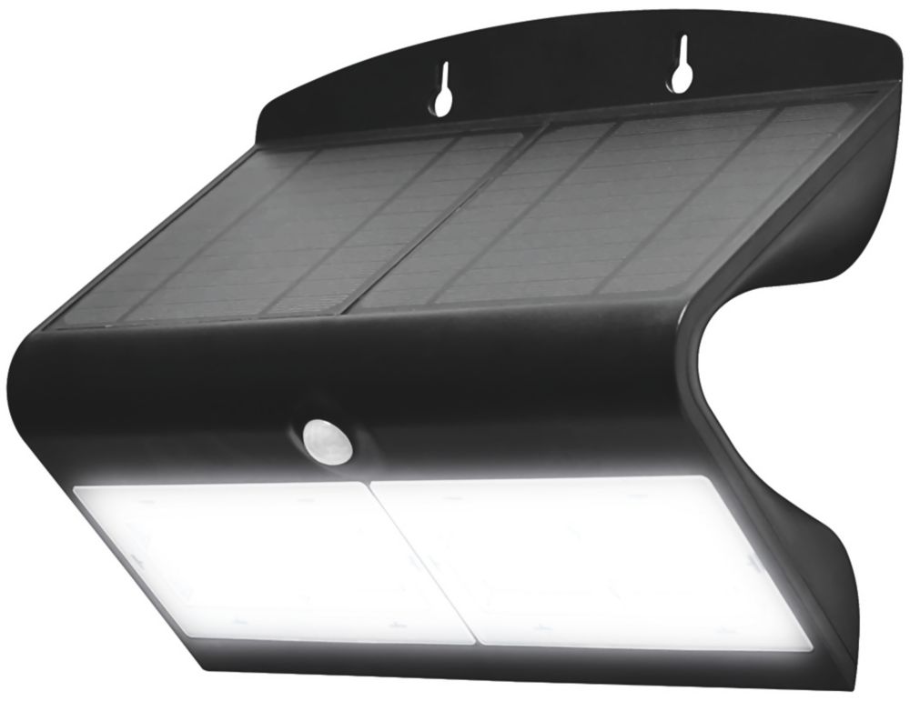 Luceco LEXS80B4001 Outdoor LED Solar Wall Light With PIR Sensor Black 800lm Screwfix