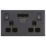 LAP  13A 2-Gang DP Switched Socket + 3.1A 15.5W 2-Outlet Type A USB Charger Slate Grey with Black Inserts