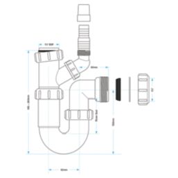Viva WTST01 Adjustable 1 Bowl Single-Appliance 40mm Sink P Trap Kit
