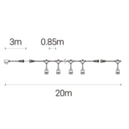 4lite Festoon 20m Outdoor LED IP44 Lighting 40W 165lm