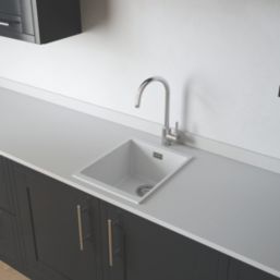 Carysil EN340-WH 1 Bowl Granite Composite Kitchen Sink White 370mm x 460mm