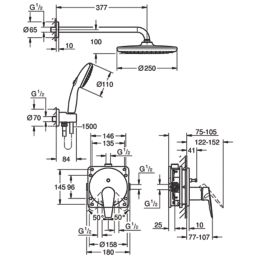 Grohe Start Edge HP Rear-Fed Concealed Chrome  Shower System