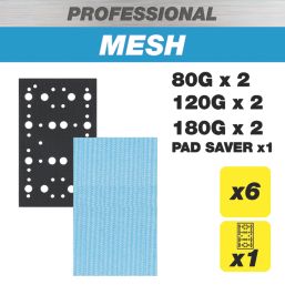 Trend Pro Mesh AB/133/M7/P 80, 120 & 180 Grit Mesh Multi-Material 80 x 133 Sanding Pads with Pad Saver  x  7 Pack