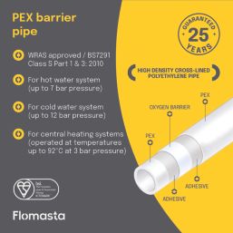 Flomasta  Push-Fit PE-X Barrier Pipe 15mm x 50m White