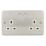 Hager Sollysta WRSS82BSW 13A 2-Gang 2P+E Switched Socket Brushed Stainless Steel  with White Inserts