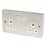 Hager Sollysta WRSS82BSW 13A 2-Gang 2P+E Switched Socket Brushed Stainless Steel  with White Inserts