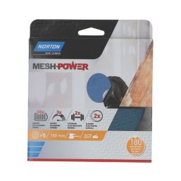 Norton   180 Grit Mesh Wood, Plaster, Plasterboard & Paint Sanding Discs 150mm 5 Pack