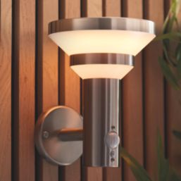Saxby Virgo Outdoor LED Solar Wall Light With PIR & Photocell Sensor Stainless Steel 300lm