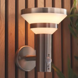 Saxby Virgo Outdoor LED Solar Wall Light With PIR & Photocell Sensor Stainless Steel 300lm