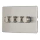 Contactum Lyric 4-Gang 2-Way LED Dimmer Switch  Brushed Steel