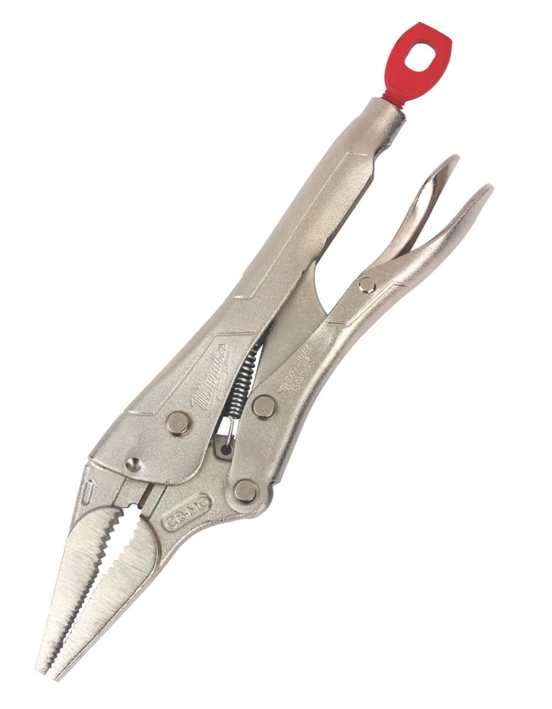 Milwaukee Flat Jaw Long Nose Locking Pliers 9" (230mm) Screwfix