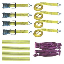 Smith & Locke Ratchet Tie-Down Strap & Lifting Sling with J-Hooks 12 Piece Set