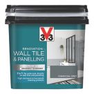 V33 Renovation Wall Tile & Panelling Paint Satin Charcoal Grey 750ml