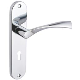 Smith & Locke Bude Fire Rated Lever Lock Door Handles Pair Polished Chrome