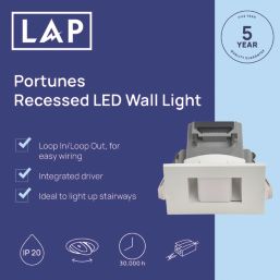 LAP Portunes Adjustable Square LED Downlight White 2.1W 180lm