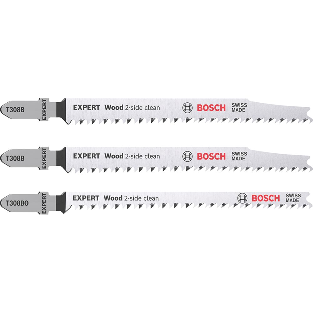 Bosch Expert T 308 Wood 2Side Clean Jigsaw Blades 3 Pack Screwfix